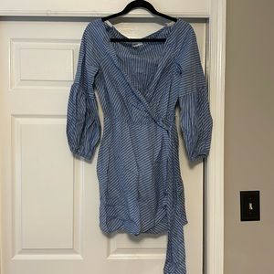 Blue White Stripe Wrap Dress